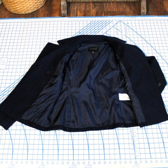 Banana Republic Factory Navy Blue Pea Coat, Petite Small - Picture 9 of 12